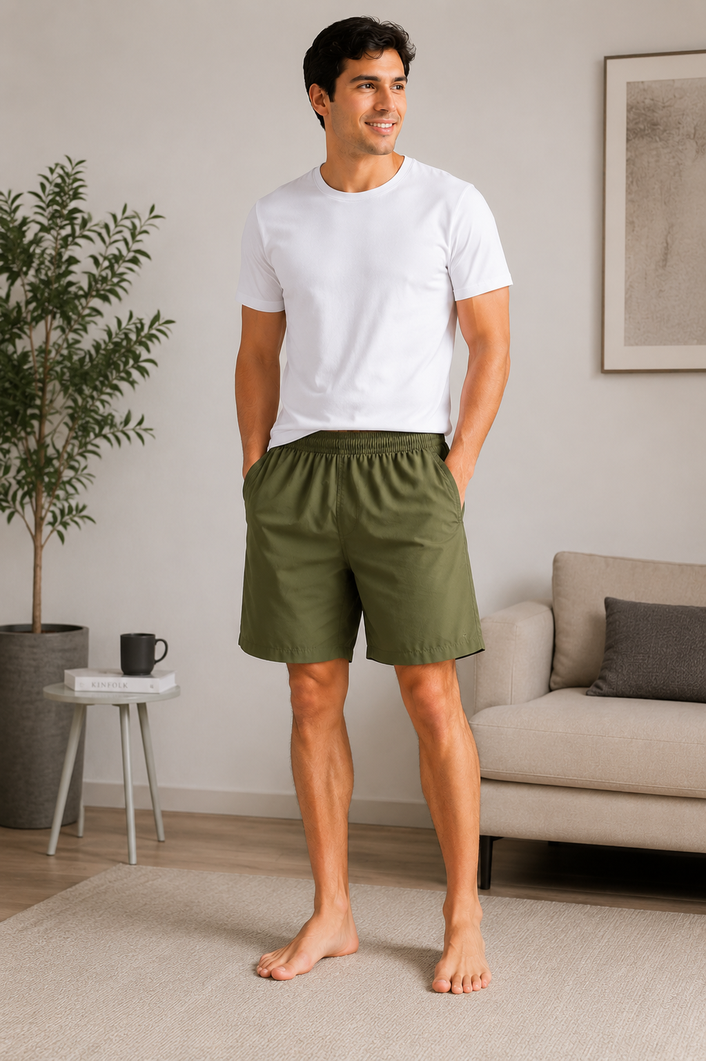 the essential men lounge shorts | military moss the essential men lounge shorts | military moss